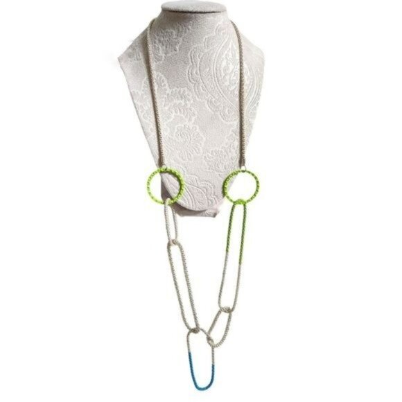 Geometric Shaped Rope Statement Necklace - Picture 2 of 6